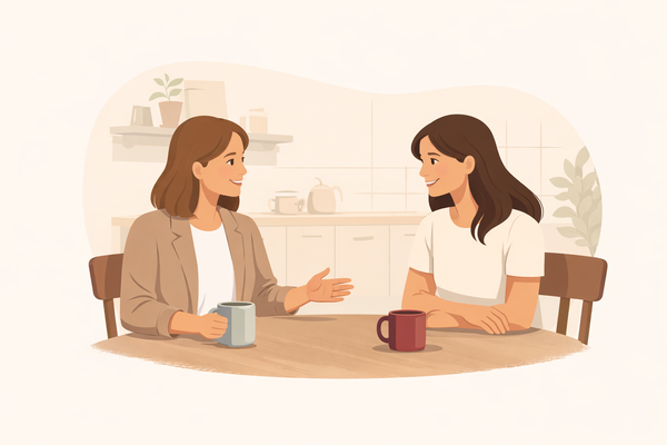 Illustration zeigt eine Familie, die gemeinsam einen Berg besteigt